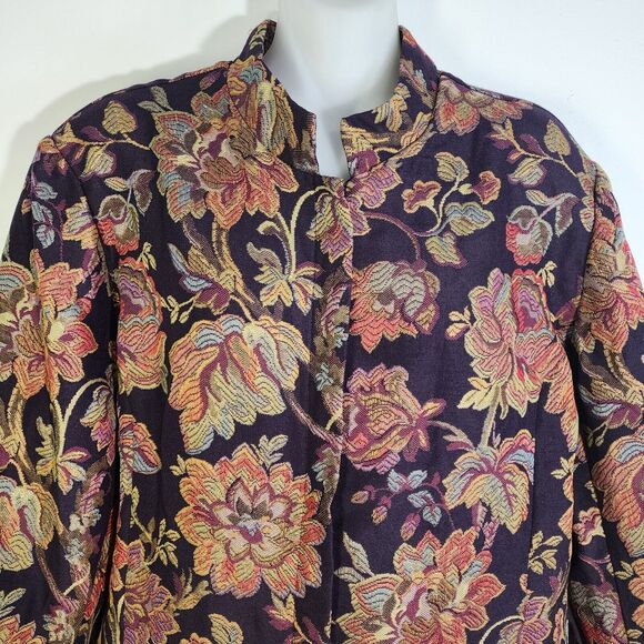 Coldwater Creek Womens Jacket XL Embroider Tapestry Floral Full Zip Blazer Lined - Picture 3 of 10